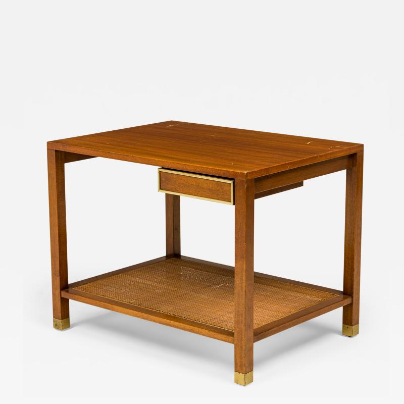 Harvey Probber Harvey Probber AmericanParsons Style Wooden Caned Shelf End Side Table