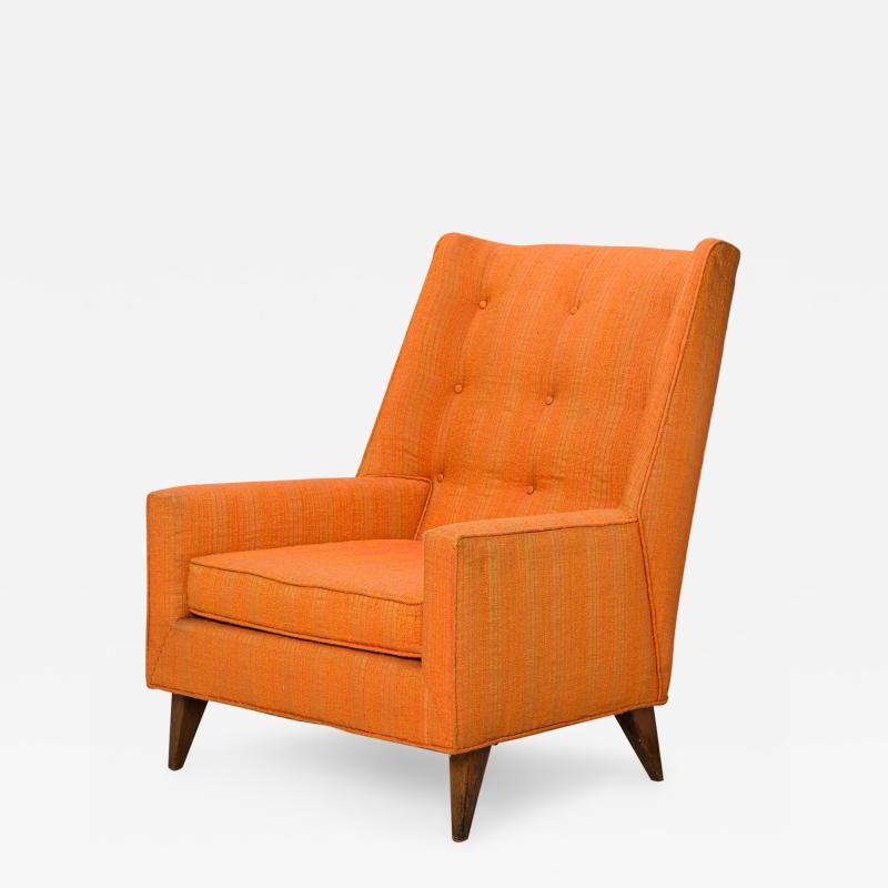 Harvey Probber Harvey Probber AmericanTall Back Orange FabricArm Lounge Chair