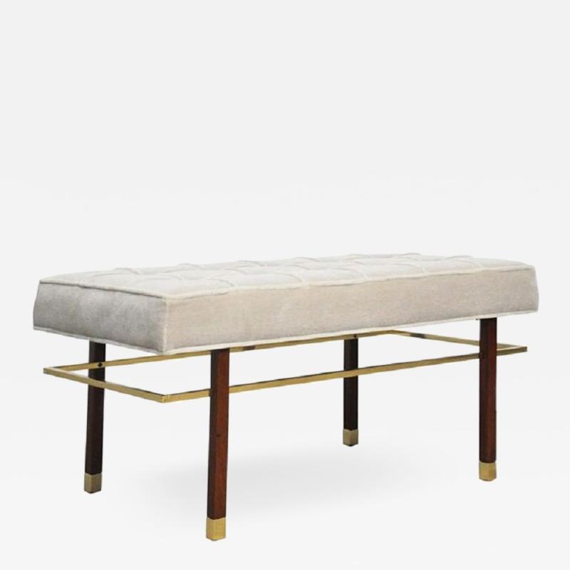 Harvey Probber Harvey Probber Brass Frame Bench in Grey Mohair