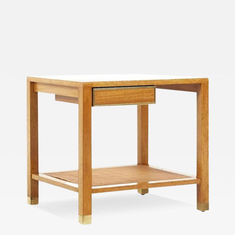 Harvey Probber Harvey Probber Mid Century Bleached Mahogany and Cane Side Table
