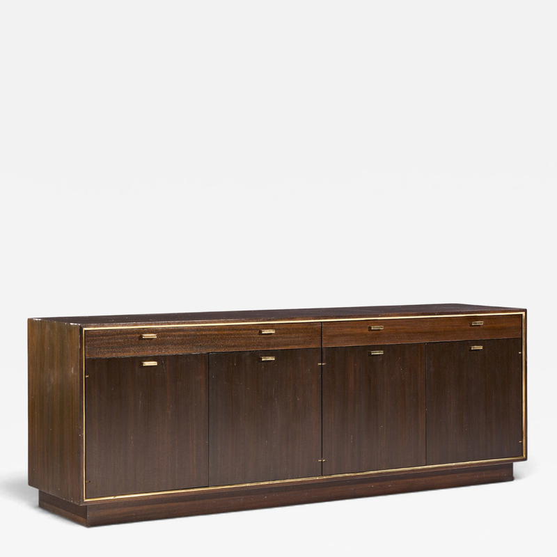 Harvey Probber Harvey Probber Mid Century Brass and Mahogany Credenza