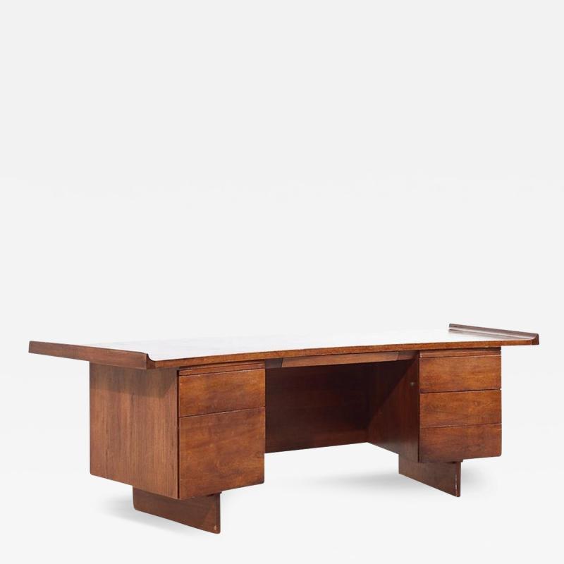 Harvey Probber Harvey Probber Mid Century Walnut Curved Executive Desk