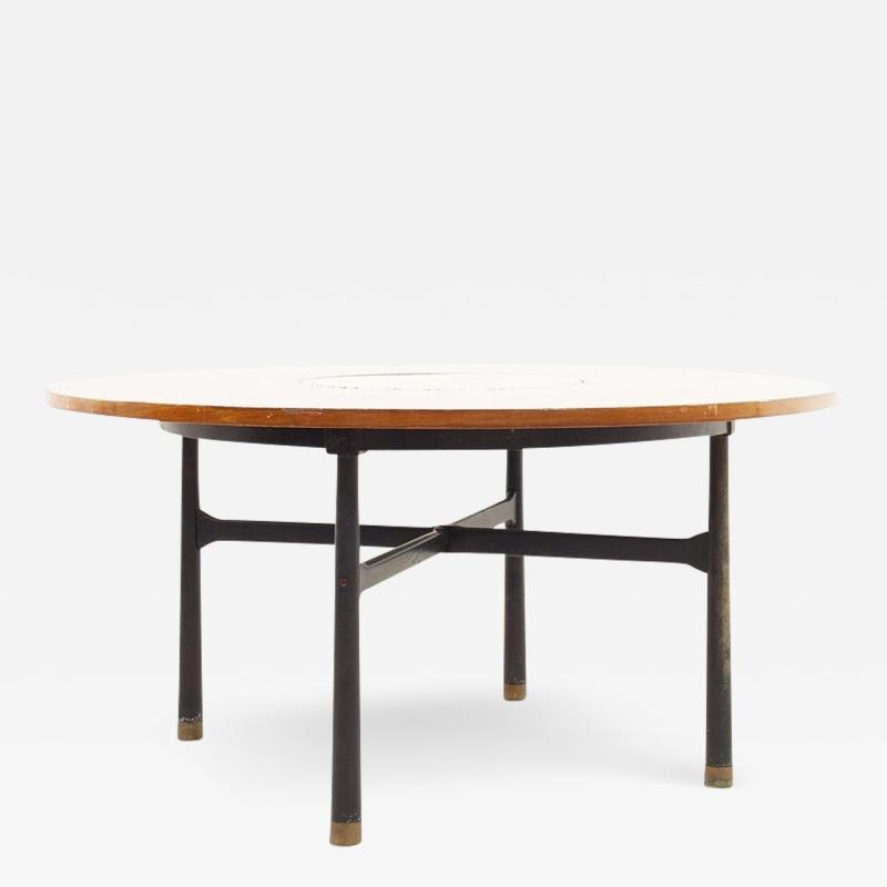 Harvey Probber Harvey Probber Round Ebonized Walnut Terrazzo and Brass Dining Table