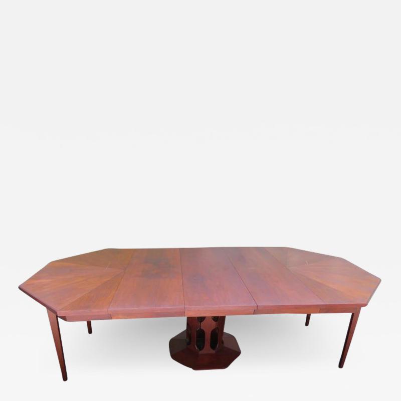 Harvey Probber Harvey Probber Style Walnut Octagon Extension Table 3 Leaves Mid Century Modern