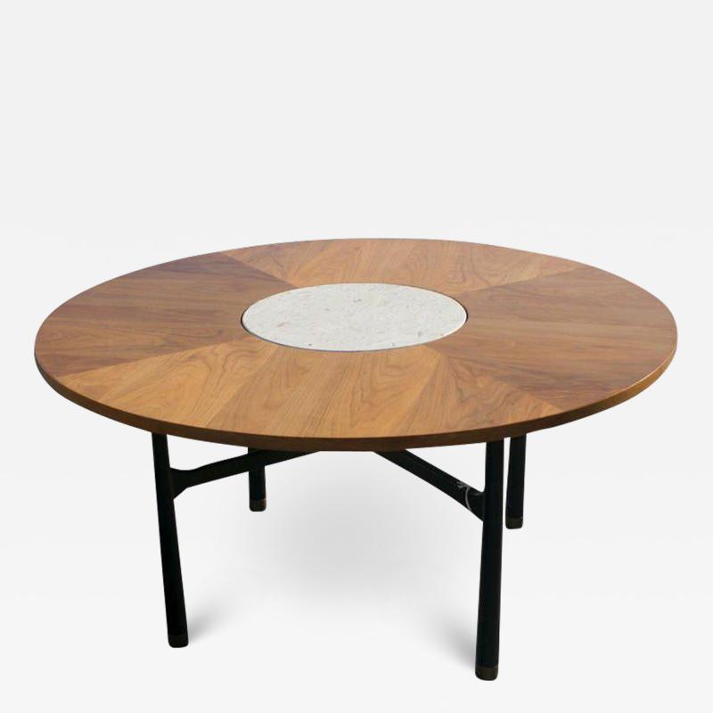 Harvey Probber Harvey Probber Walnut And Travertine Marble Table