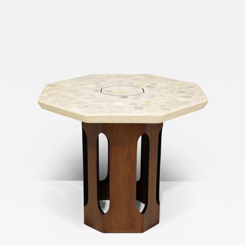 Harvey Probber Harvey Probber Walnut Occasional Table with Terrazzo Top and Brass Inlay