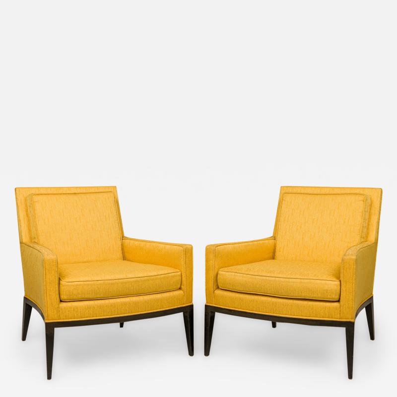 Harvey Probber Harvey ProbberBright Yellow FabricEbonized Lounge Armchairs