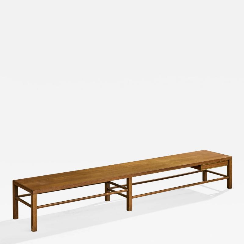 Harvey Probber Large Bench with Mahogany and Brass USA 1960