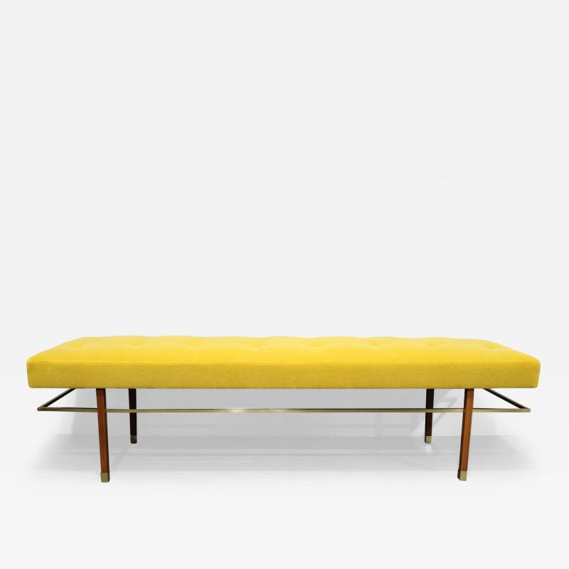 Harvey Probber Large Harvey Probber Bench in Mohair Upholstery with Brass Trim