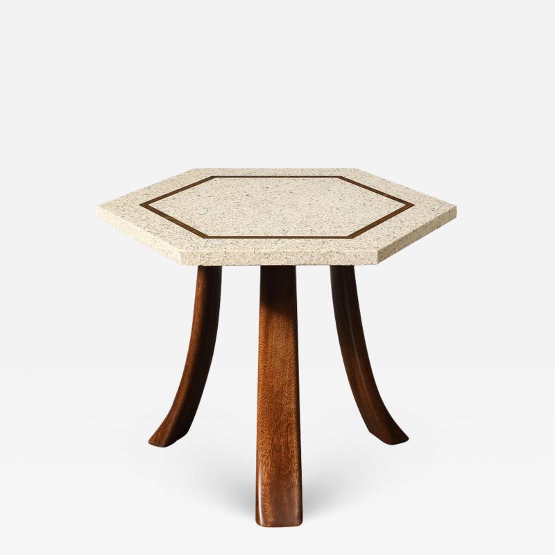 Harvey Probber Mid Century Modernist Hexagonal Terrazzo Side Table by Harvey Probber