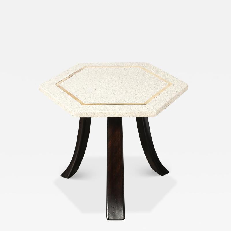 Harvey Probber Mid Century Modernist Hexagonal Terrazzo Side Table by Harvey Probber