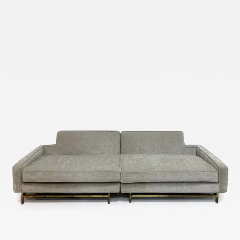 Harvey Probber Mid century Modern Sofa Newly Upholstered Brass Stretcher