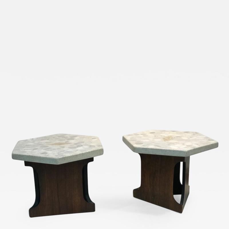 Harvey Probber PAIR OF HARVEY PROBBER TERRAZZO END TABLES