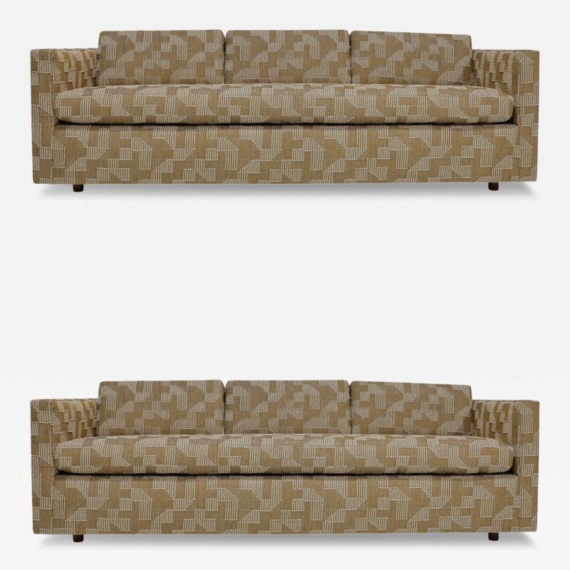Harvey Probber Pair of Harvey Probber Tuxedo Sofas in Lee Jofa Upholstery