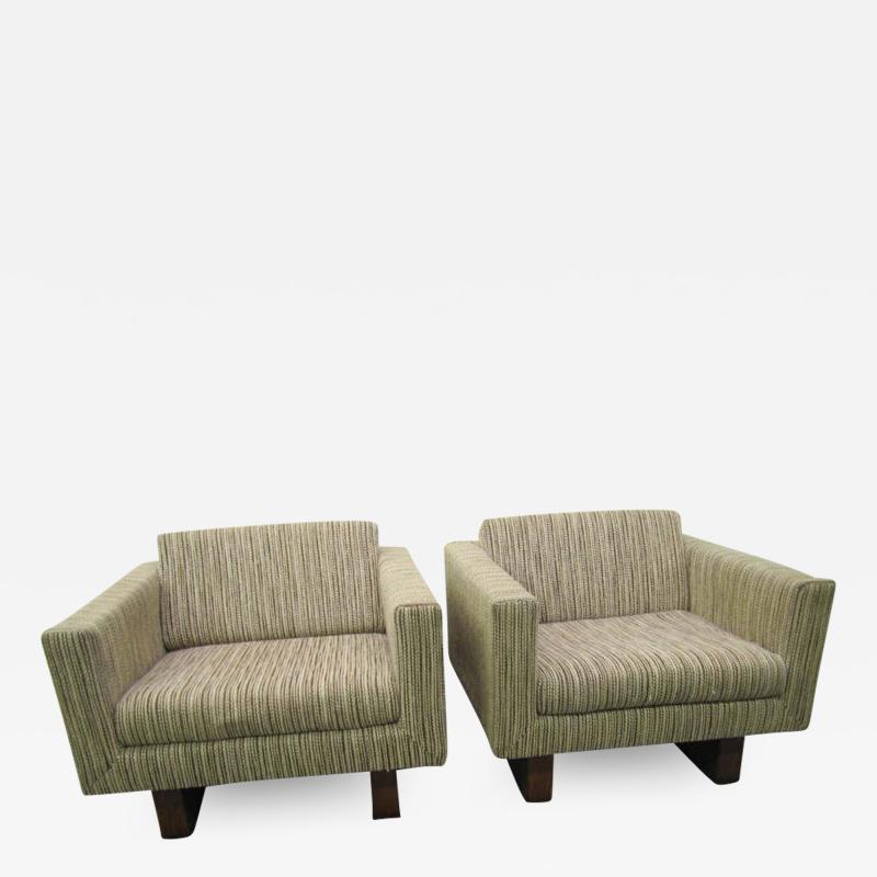 Harvey Probber Rare Pair of Signed Harvey Probber Cube Lounge Chairs Mid Century Modern