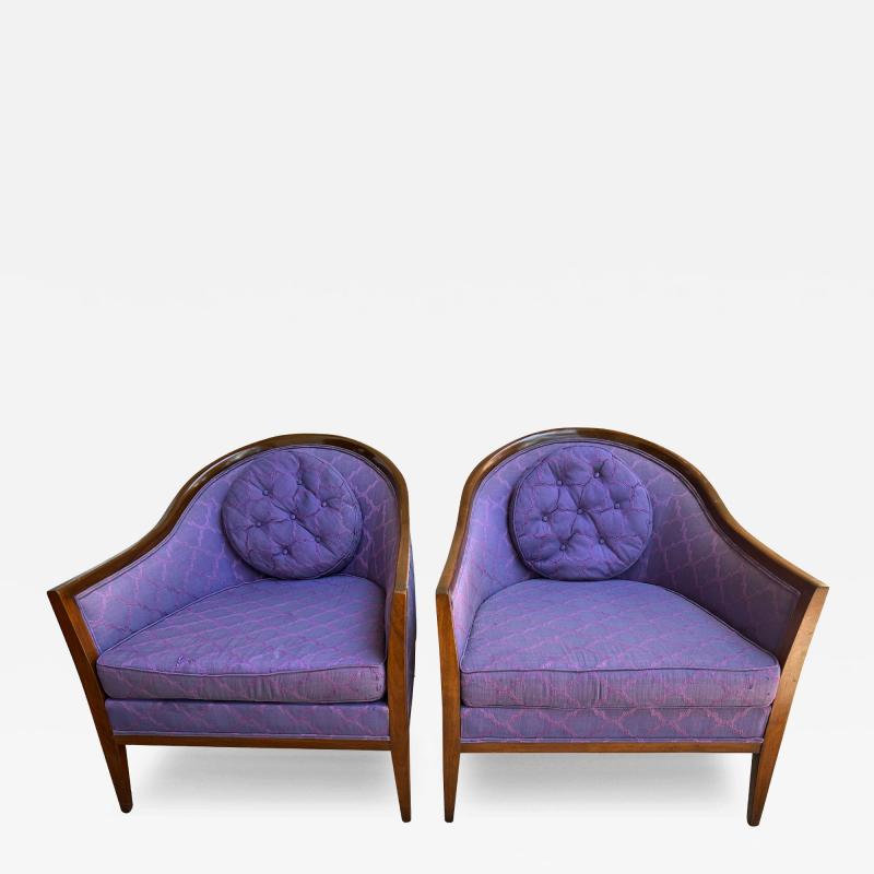 Harvey Probber Sexy Pair Harvey Probber style Walnut Barrel Back Chairs Mid Century Modern