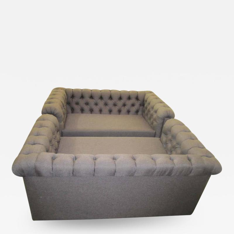 Harvey Probber Stylish Pair of Probber Style Chesterfield Loveseat Sofas Mid Century Modern