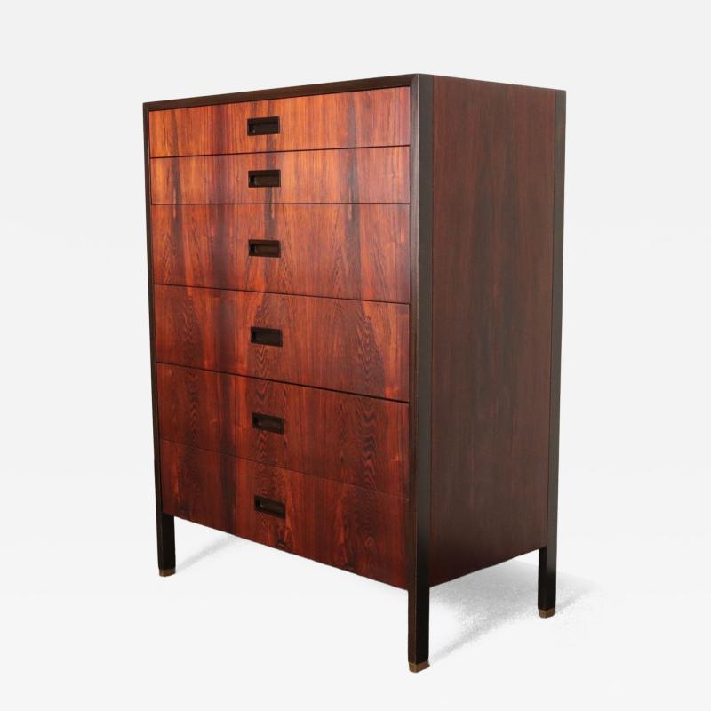 Harvey Probber Vintage Six Drawer Rosewood and Mahogany Highboy Chest Dresser by Harvey Probber