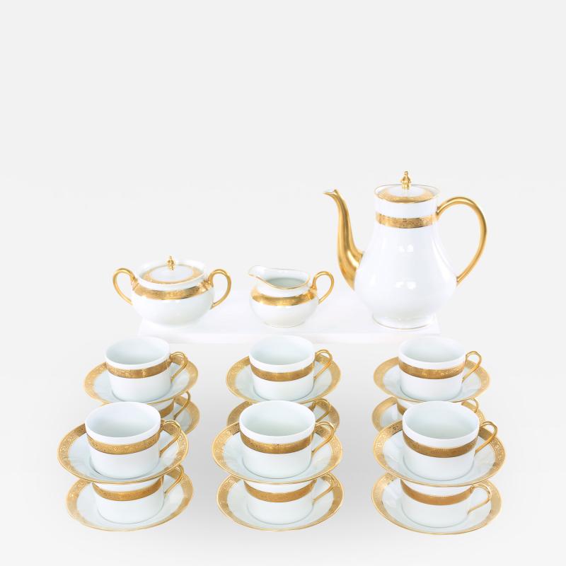 Haviland Limoges Gilt Porcelain Coffee Tea Service for 12