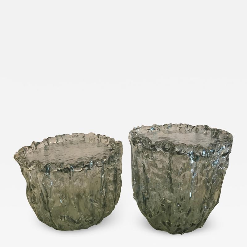 Heavy Textured Murano Glass Side Table