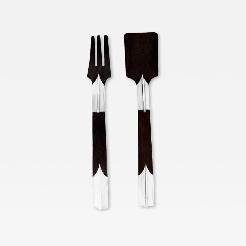 Hector Aguilar Sterling and Ebony Salad Set by Hector Aguilar