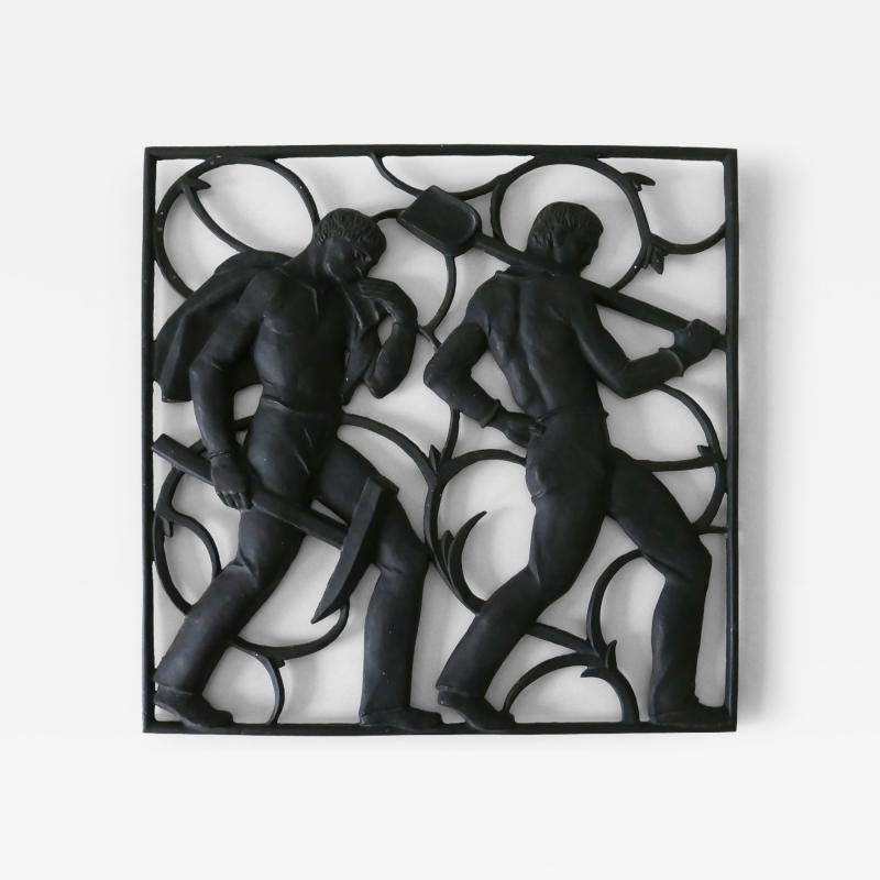 Heinrich Moshage Cast Iron Art Deco Wall Relief Unsere Arbeit by Heinrich Moshage 1929 Germany