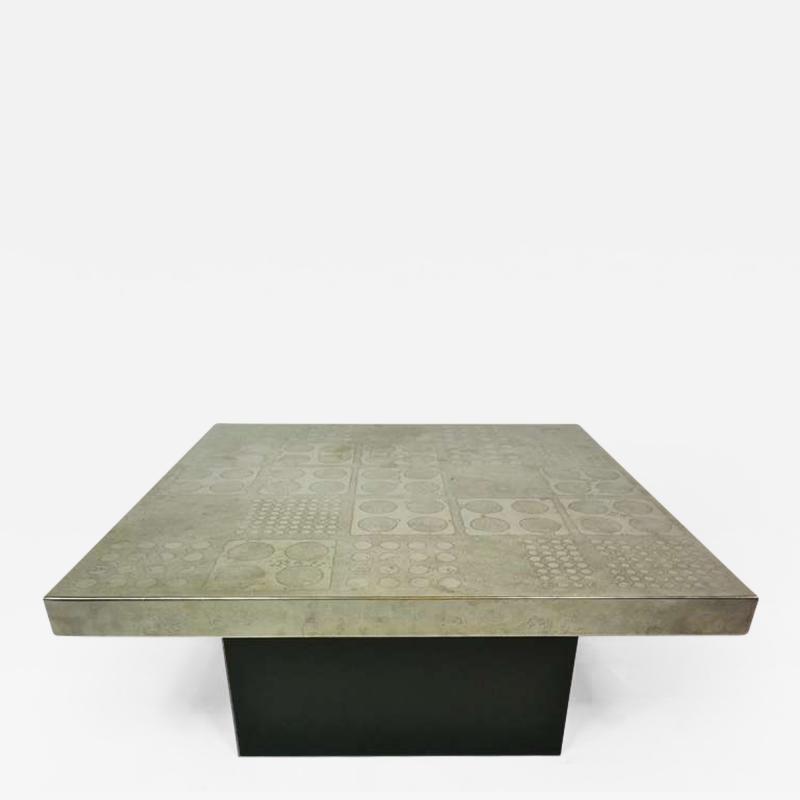 Heinz Lilienthal Etched Metal Coffee Table by Heinz Lilienthal