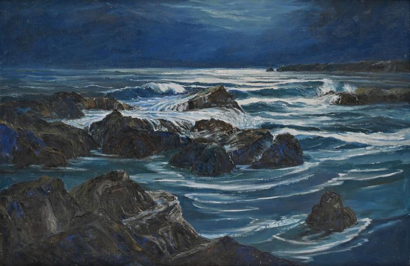 Helen Hafer Waves on Rocks in the Moon by Helen Hafer