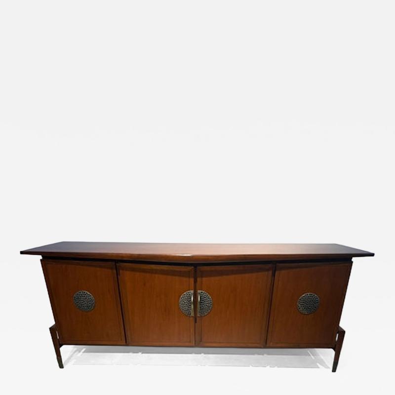 Helen Hobey American Modern Walnut and Bronze Credenza Helen Hobey for Baker 1950s