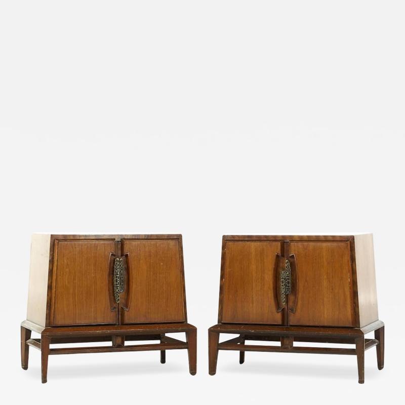 Helen Hobey Baker Mid Century Walnut Nightstands Pair