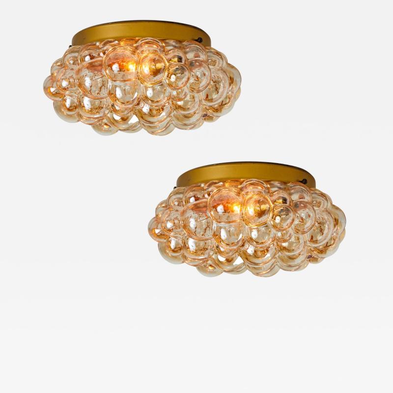 Helena Tynell 1960s Helena Tynell Amber Bubble Glass Flush Mount for Limburg
