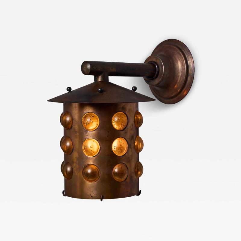 Helena Tynell 1960s Helena Tynell Amber Glass and Copper Outdoor Wall Lamp