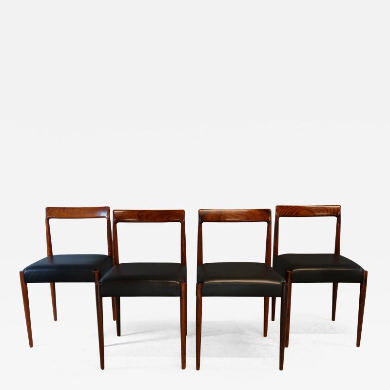 Helmut Lubke Set 1960s Rosewood Skai Leather Dining Chairs L bke Germany