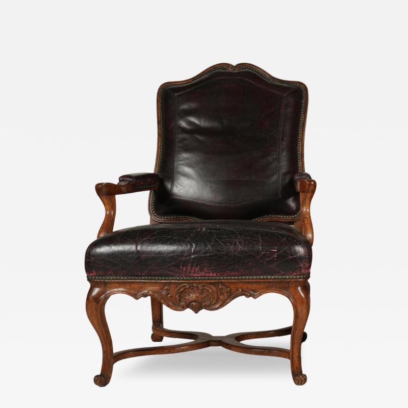 Hendrix Allardyce French Provincial Fruitwood Leather Fauteuil Desk Side Chair