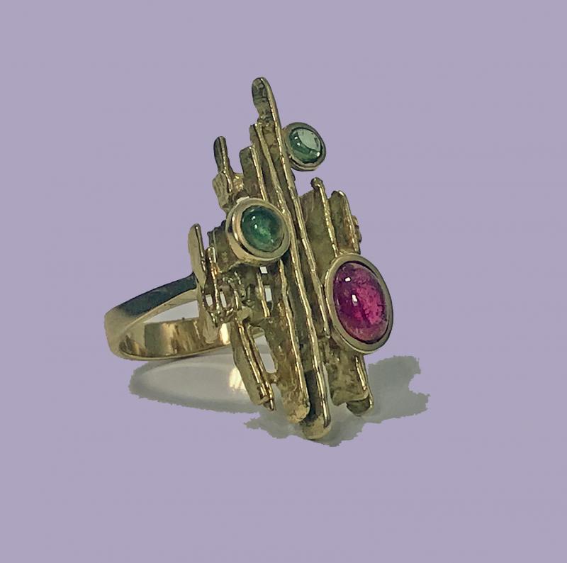 Henkel and Grosse 18K Abstract Sculptural Ring, Germany C.1971