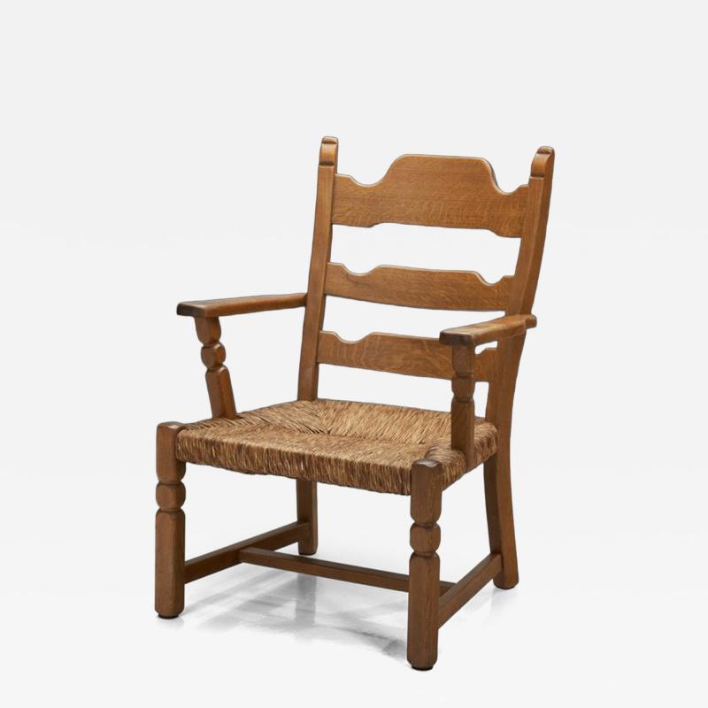 Henning Kjaernulf Armchair with Woven Seating in the manner of Henning Kj rnulf Denmark 1960s