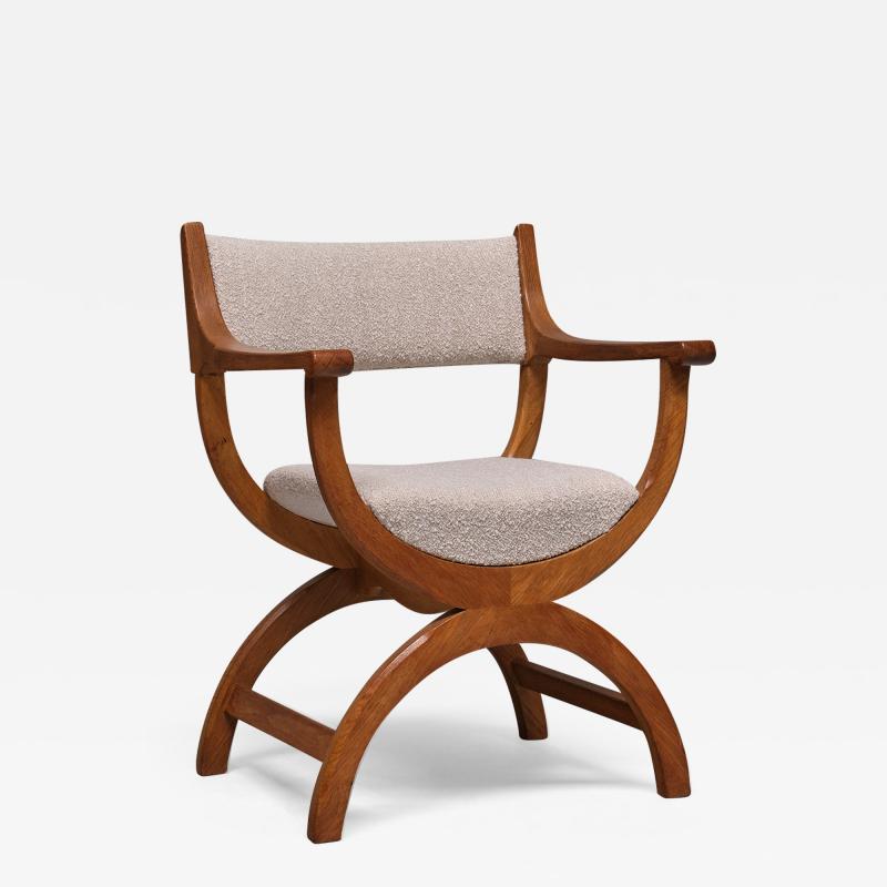 Henning Kjaernulf Henning Kj rnulf Kurul Armchair in Oak and Leli vre Boucl Denmark 1960s