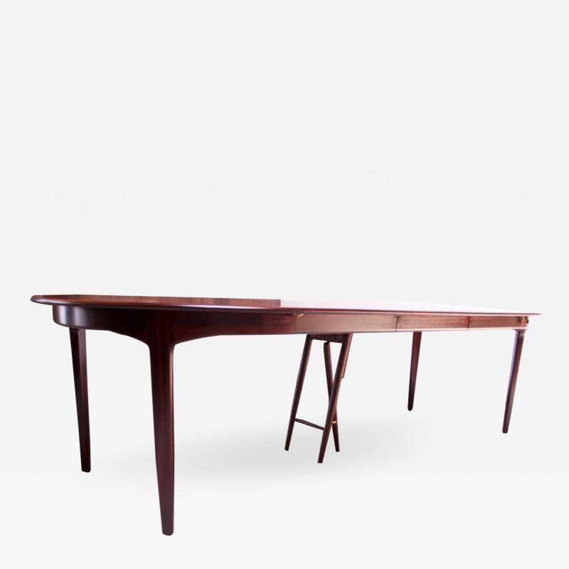 Henning Kjaernulf Large Rosewood and Brass Extension Dining Table by Henning Kj rnulf for Sor 