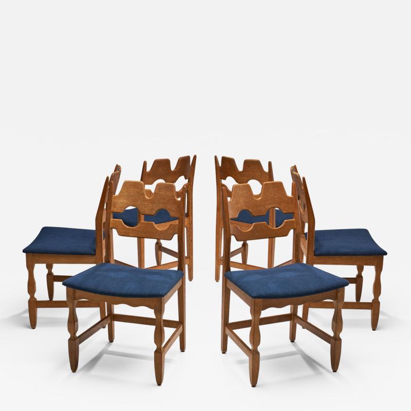 Henning Kjaernulf Set of 6 Razorblade Dining Chairs by Henning Kjaernulf Denmark 1960s