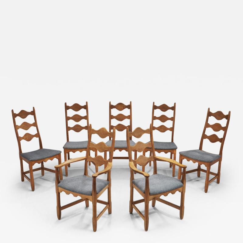 Henning Kjaernulf Set of Seven Oak Dining Chairs by Henning Kj rnulf Denmark 1960s
