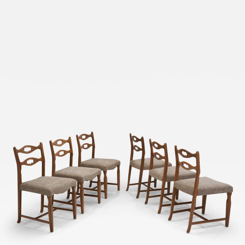 Henning Kjaernulf Set of Six Solid Oak Dining Chairs by Henning Kjaernulf Denmark 1960s