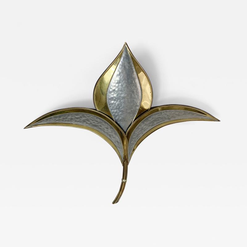 Henri Fernandez Henri Fernandez Gilt Brass and Silver Leaf Wall Sconce