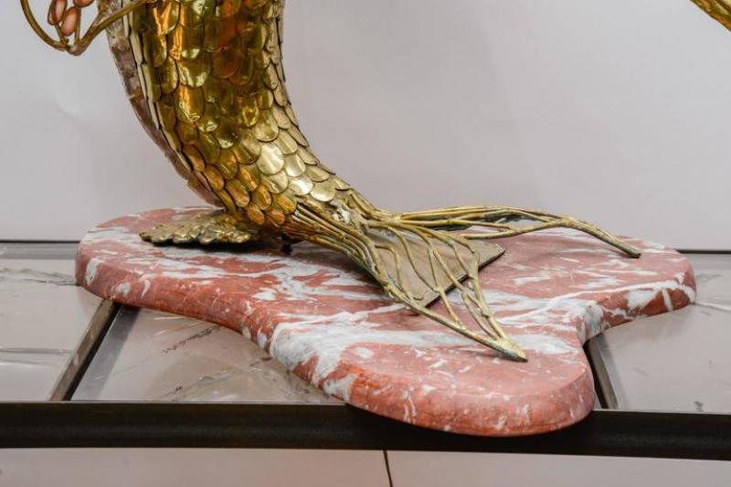 Henri Fernandez Unique Brass Mica and Marble Swordfish Lightning