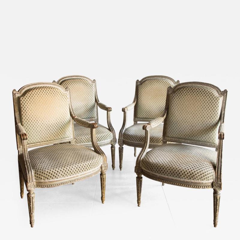 Henri Jacob SET OF FOUR LATE 18TH CENTURY LOUIS XVI FAUTEUILS BY HENRI JACOB