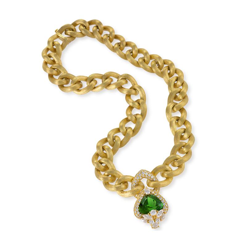 Henry Dunay Gold Necklace with Peridot and Diamonds by Henry Dunay