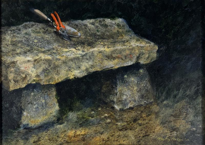 Henry Koehler THE OLD STONE BENCH PAINTING BY HENRY KOEHLER