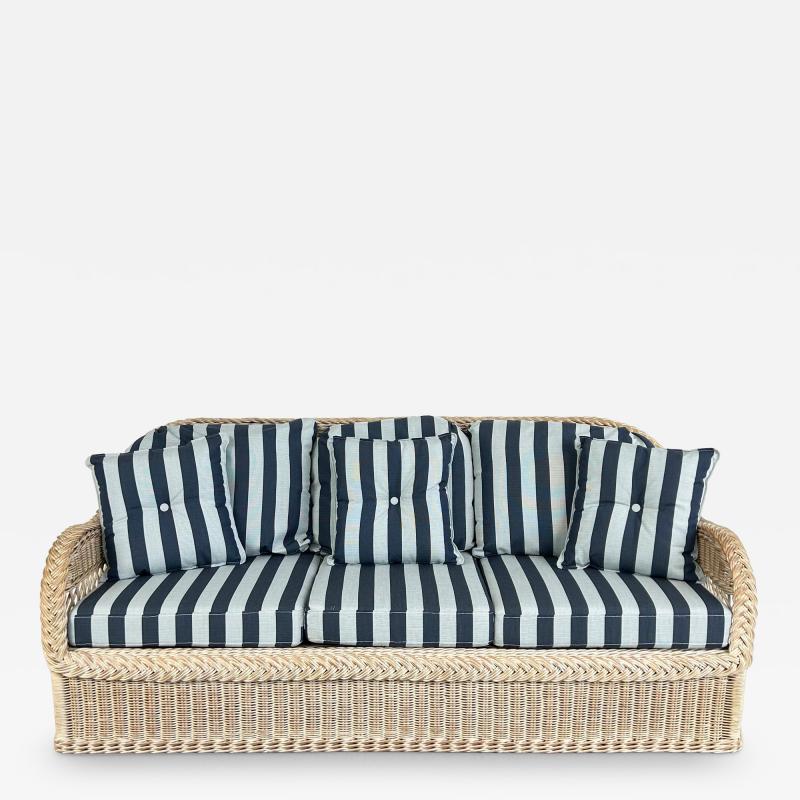 Henry Link Henry Link Rattan Sofa with New Sunbrella Upholstery and Cushions