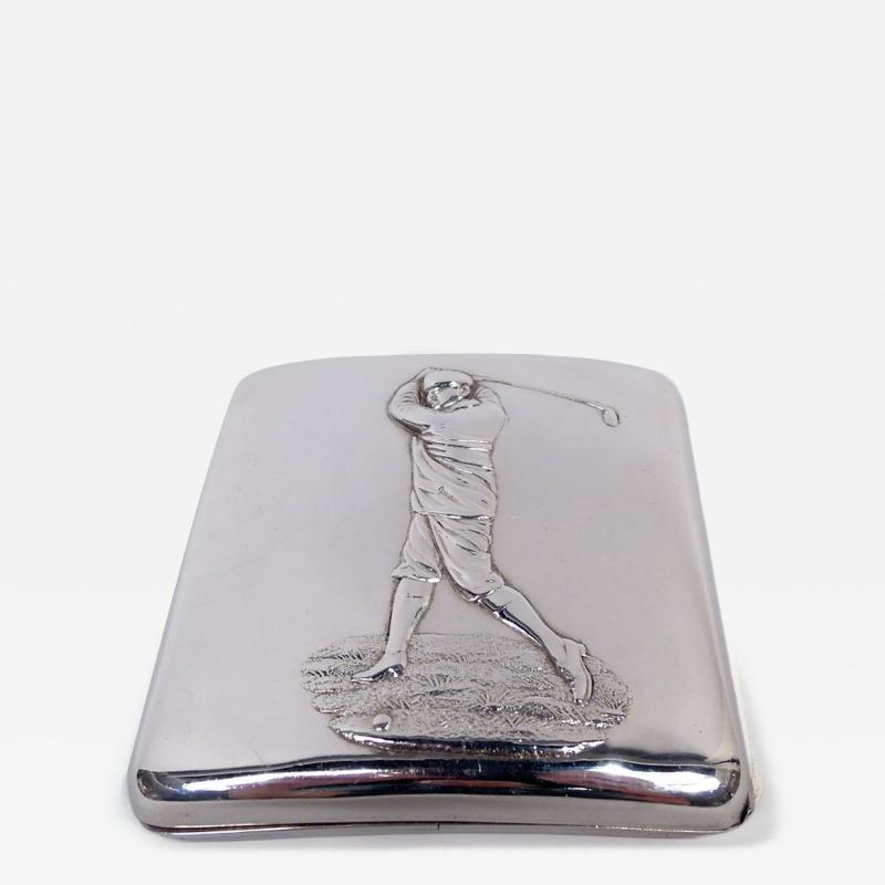 Henry Matthews Antique English Victorian Swinging Golfer Cigarette Case