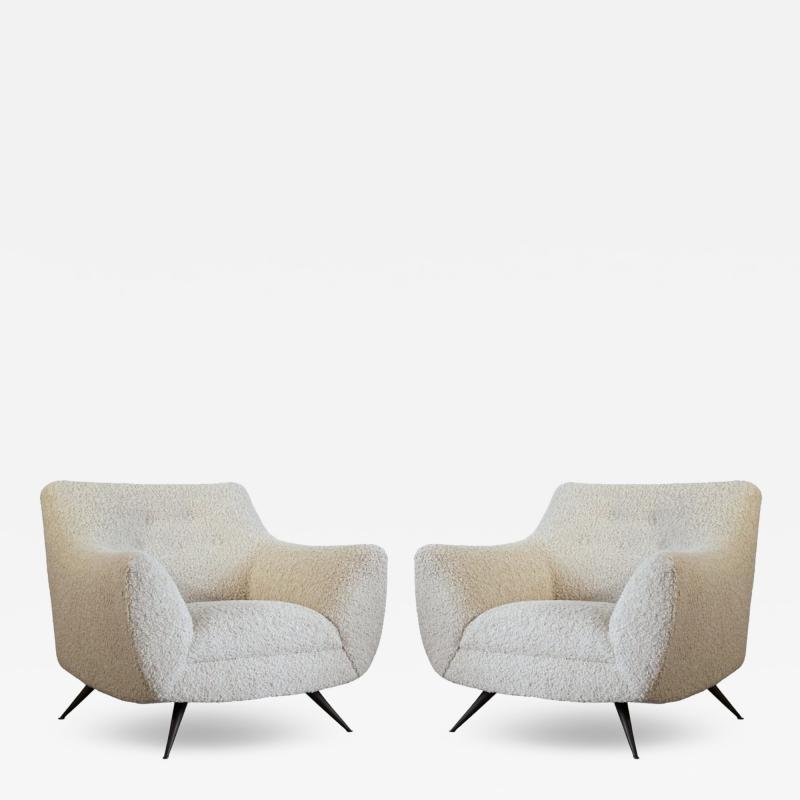 Henry P Glass Lounge Chairs by Henry Glass in Oatmeal Boucl C 1950s