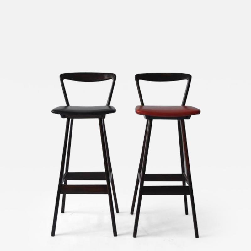 Henry Rosengren Hansen Pair of Rosewood Bar Stools by Rosengren Hansen